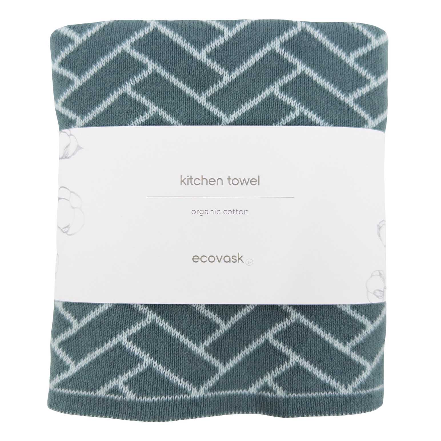Ecovask The Ultimate Tea Towel - Sea Foam Herringbone